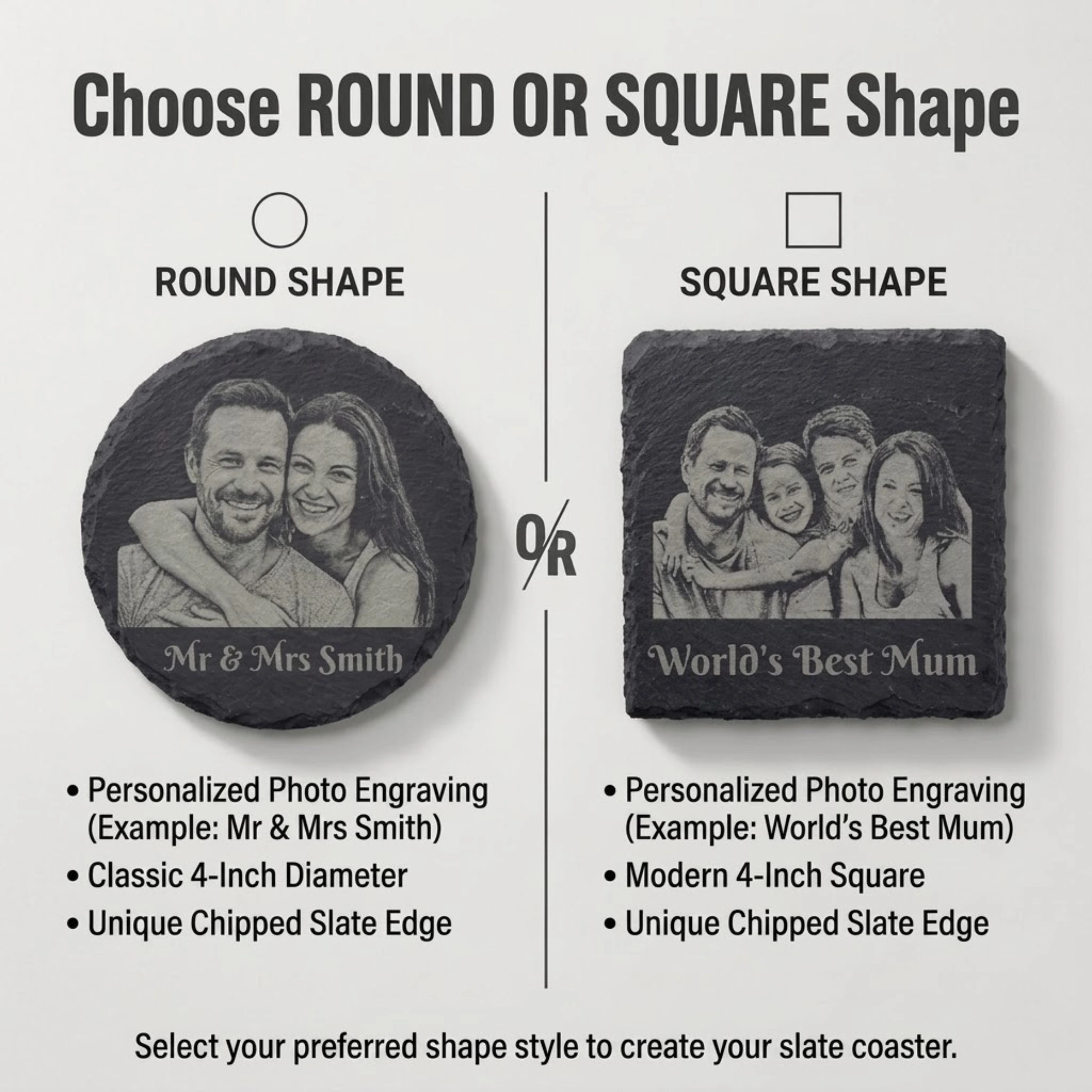 Personalised Slate Coasters – Custom Photo & Message Laser Engraved Personalised Slate Coasters – Custom Photo & Message Laser Engraved - Image 8