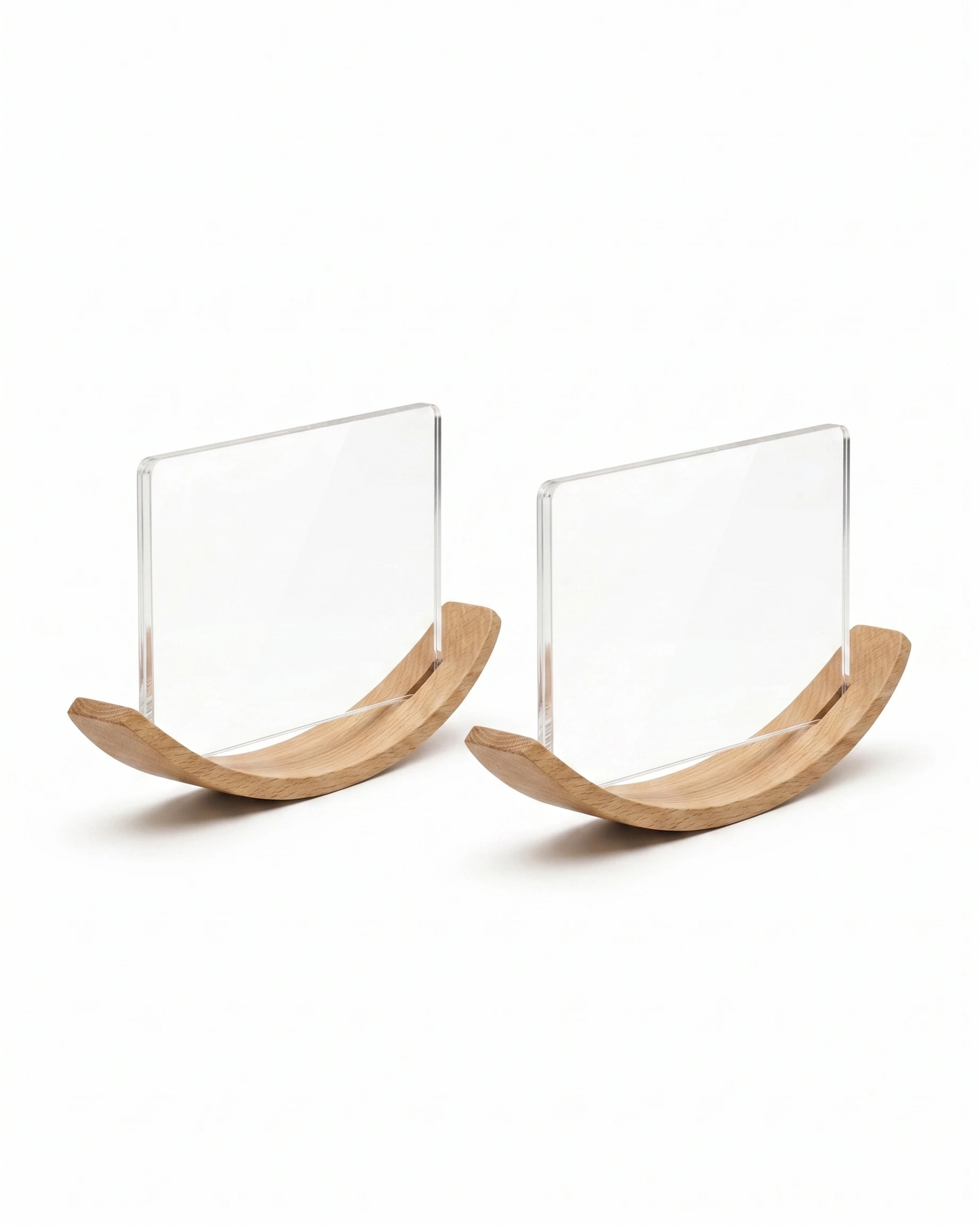 Wooden Floating Frame with Double-Sided Acrylic Display Natural Boat Shaped Floating Frame Pair
