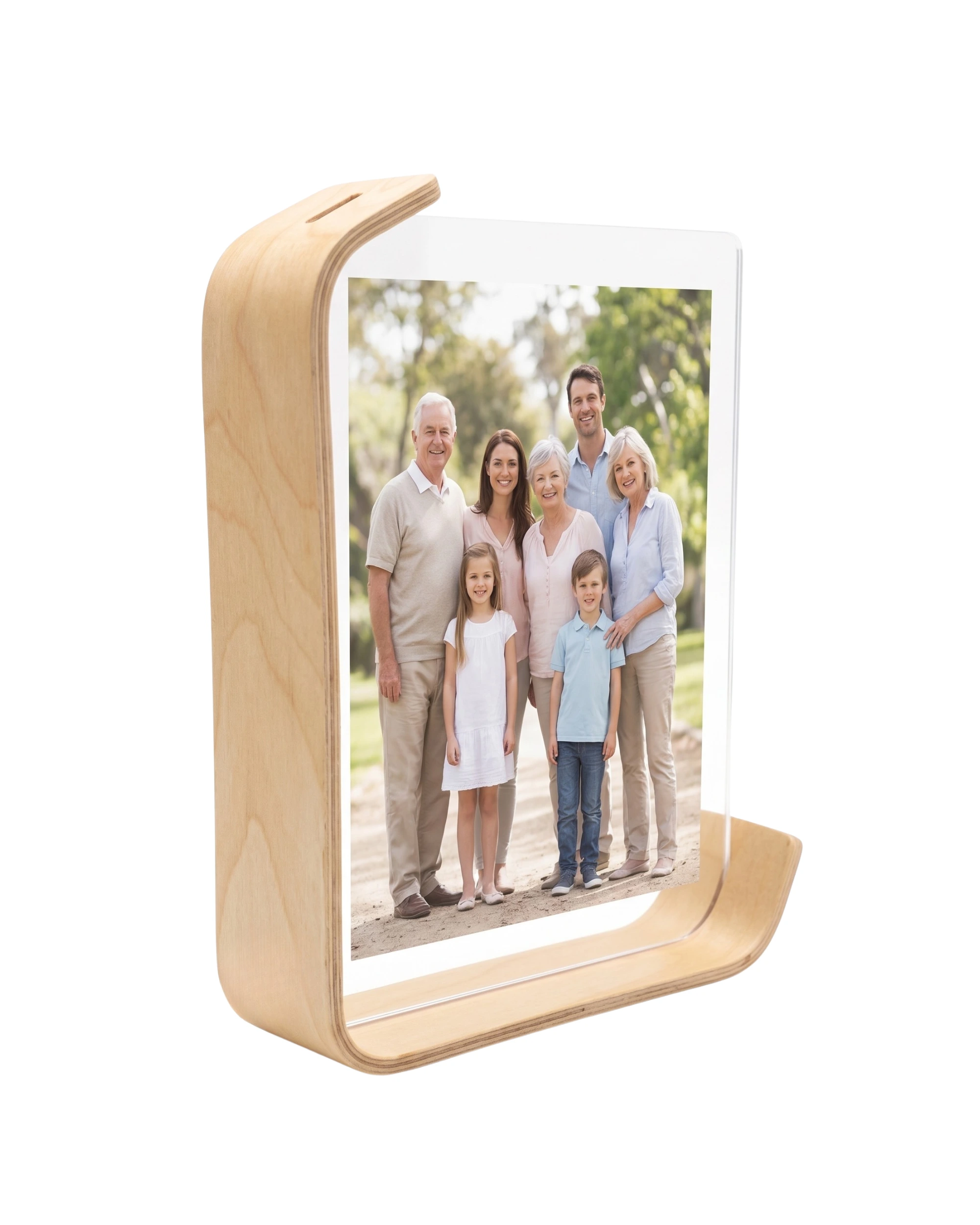 Wooden Floating Frame with Double-Sided Acrylic Display Natural L-Shaped Floating Frame