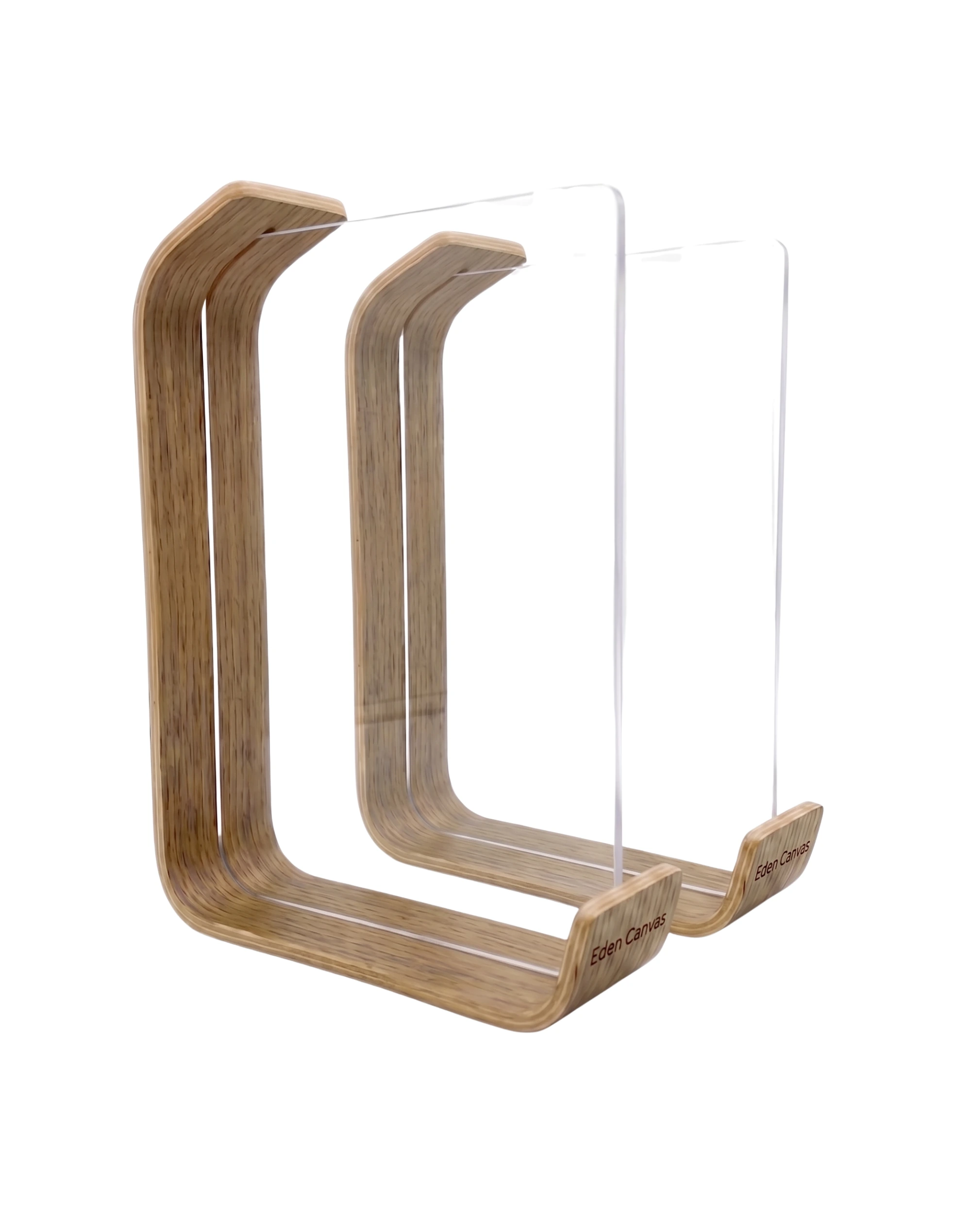 Wooden Floating Frame with Double-Sided Acrylic Display Oak or Walnut L Shaped Floating Frame Pair