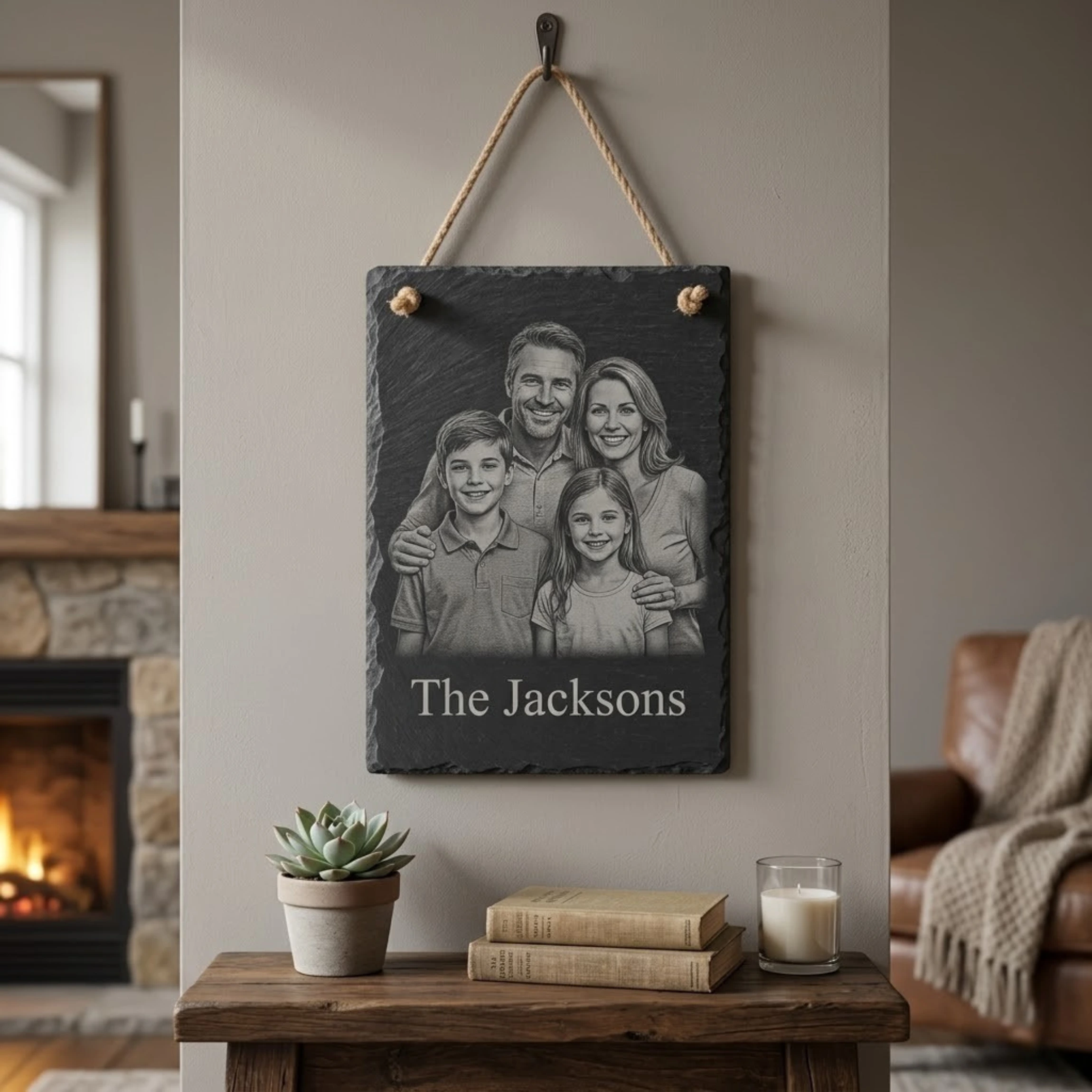 Personalised Hanging Slate Sign | Engraved Natural Slate Plaque | Custom House Name, Door & Garden Signage Personalised Hanging Slate Sign | Engraved Natural Slate Plaque | Custom House Name, Door & Garden Signage - Image 4