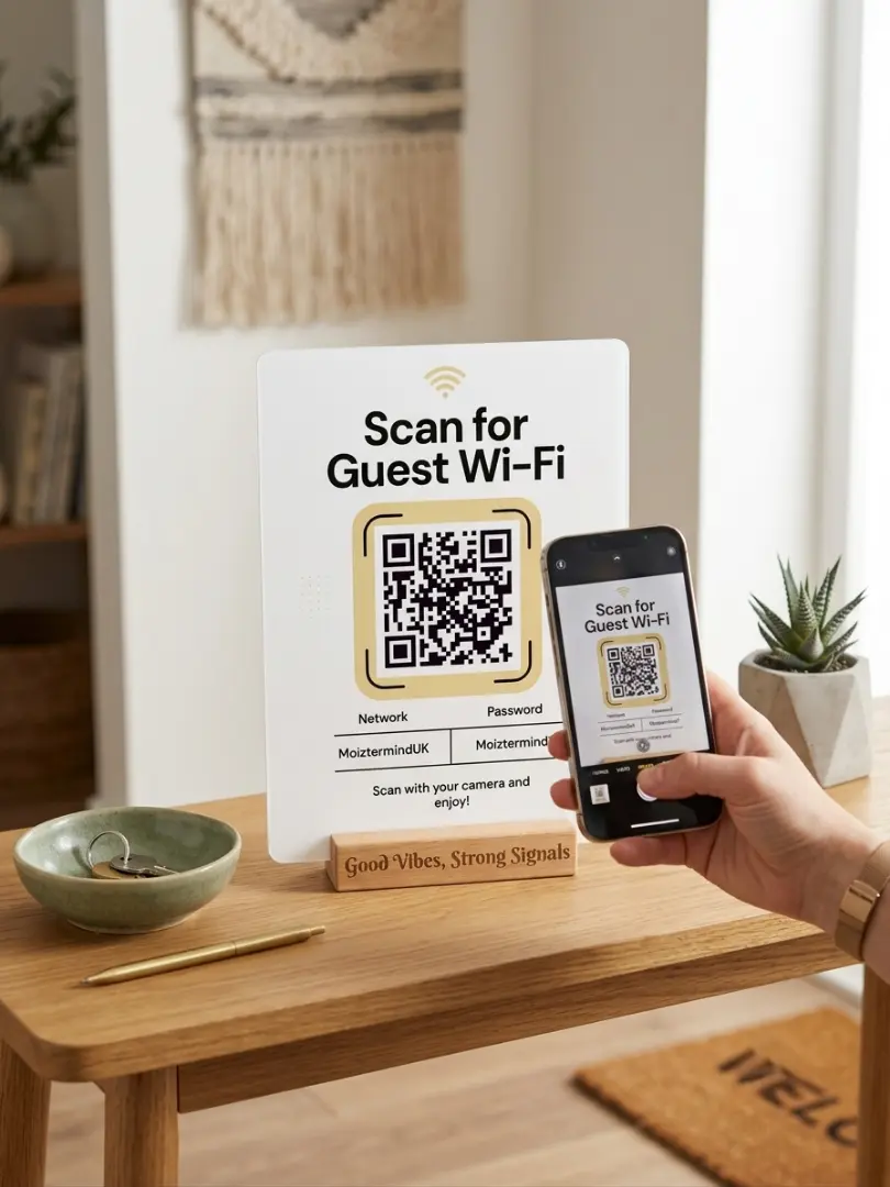 Eden Canvas Personalised Guest WiFi QR Code Plaque, Aluminium & Wood Eden Canvas Personalised Guest WiFi QR Code Plaque, Aluminium & Wood - Image 2