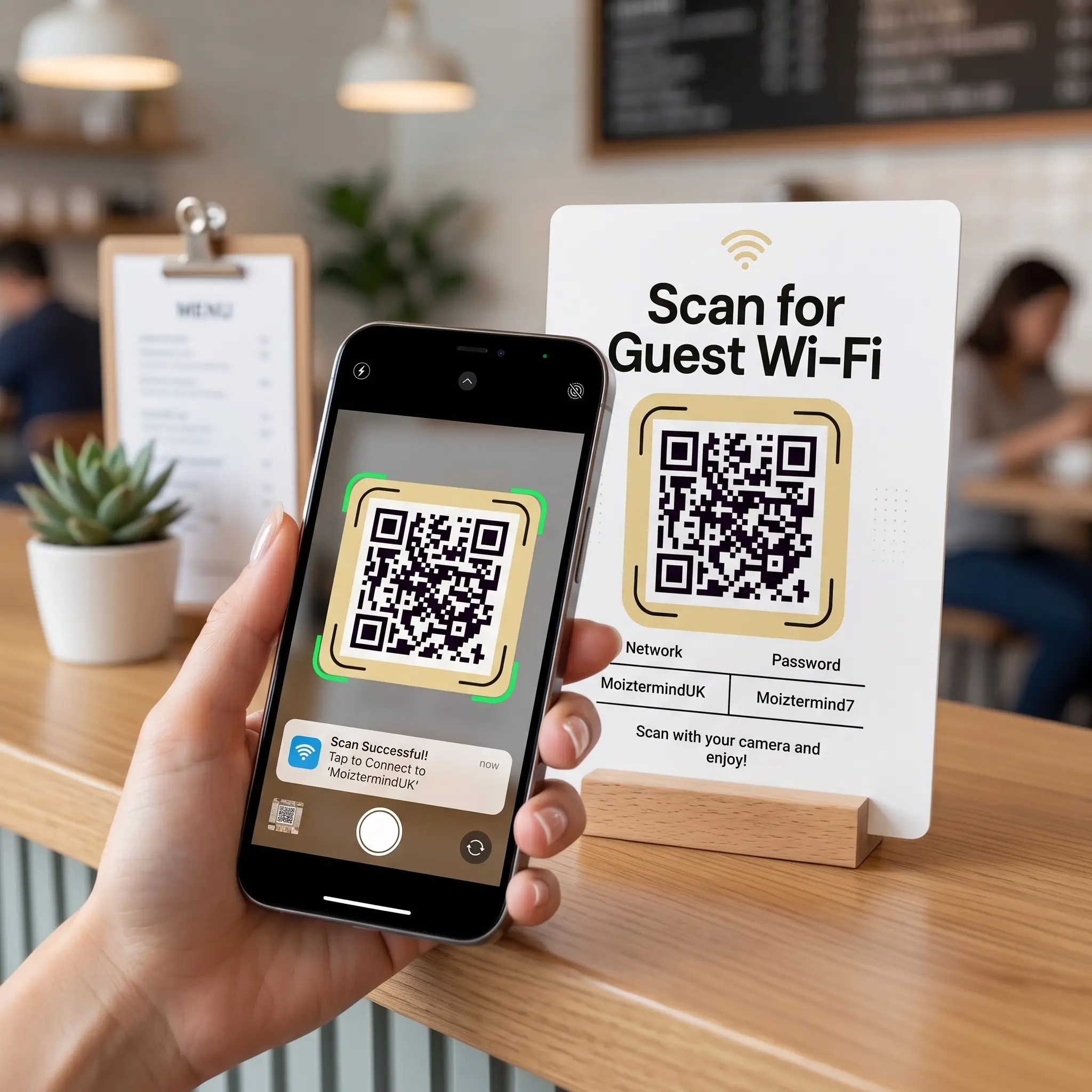 Eden Canvas Personalised Guest WiFi QR Code Plaque, Aluminium & Wood Eden Canvas Personalised Guest WiFi QR Code Plaque, Aluminium & Wood - Image 3