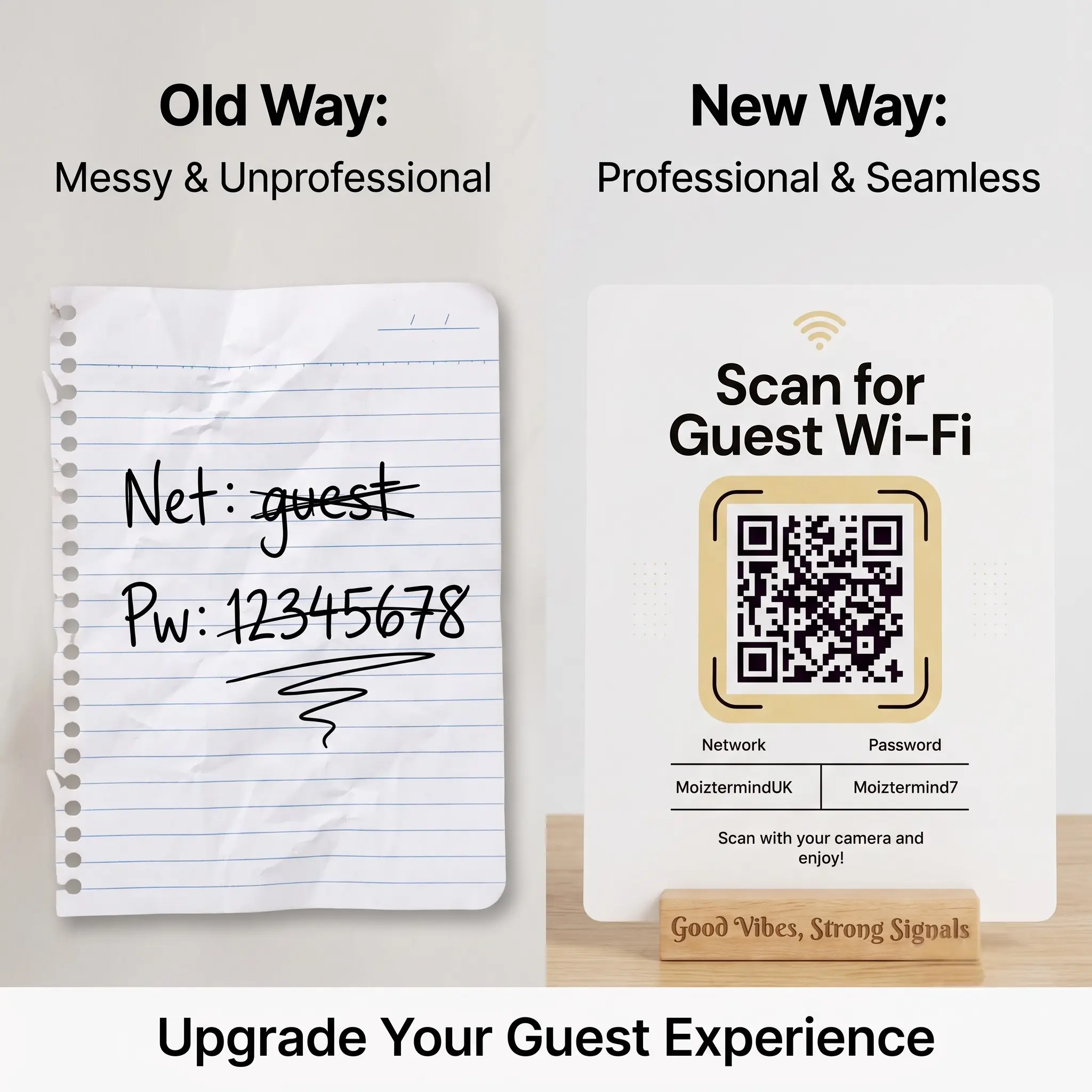 Eden Canvas Personalised Guest WiFi QR Code Plaque, Aluminium & Wood Eden Canvas Personalised Guest WiFi QR Code Plaque, Aluminium & Wood - Image 4