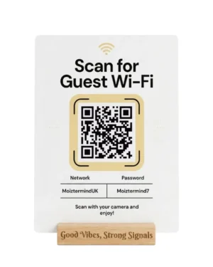 Eden Canvas Personalised Guest WiFi QR Code Plaque, Aluminium & Wood
