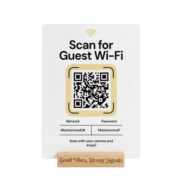 Home Eden Canvas Personalised Guest WiFi QR Code Plaque, Aluminium & Wood