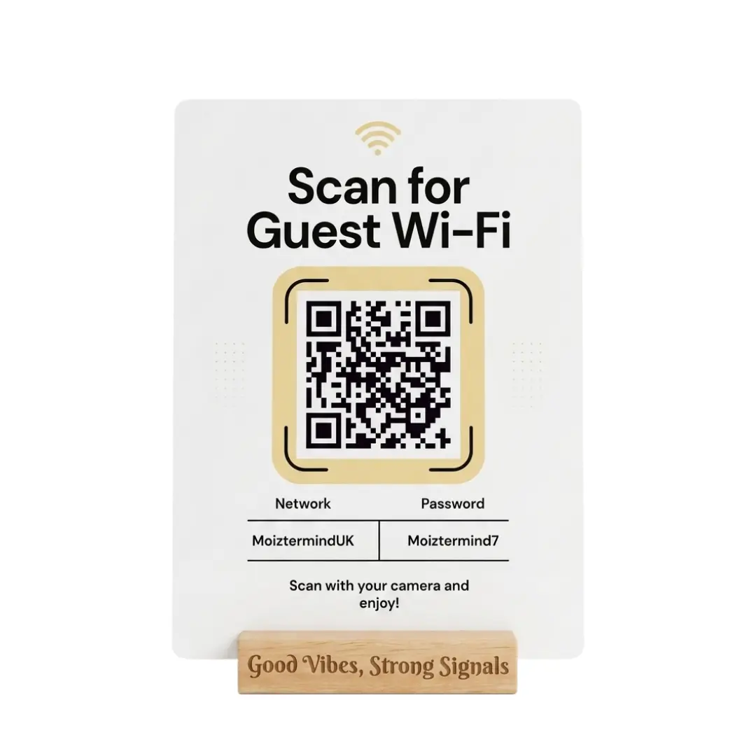 Eden Canvas Personalised Guest WiFi QR Code Plaque, Aluminium & Wood Eden Canvas Personalised Guest WiFi QR Code Plaque, Aluminium & Wood